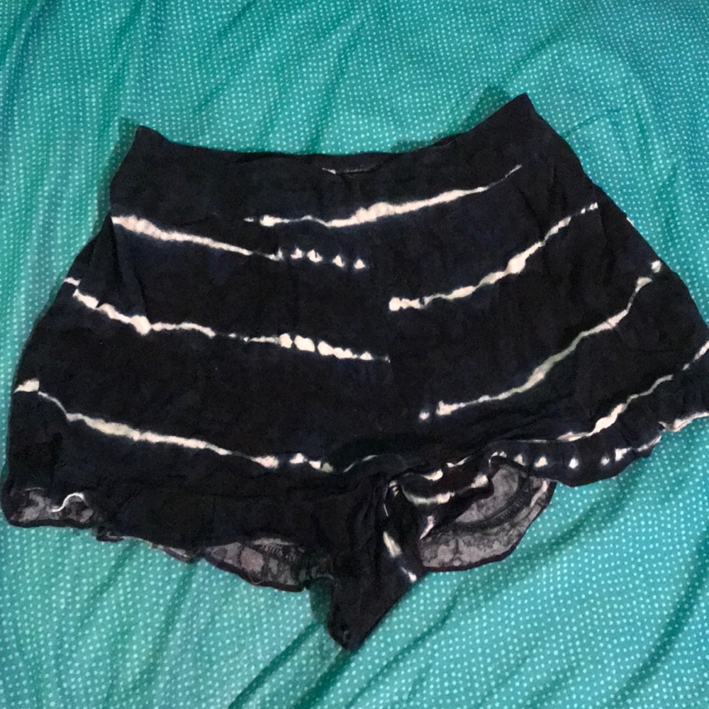 long dark blue/white rayon shorts